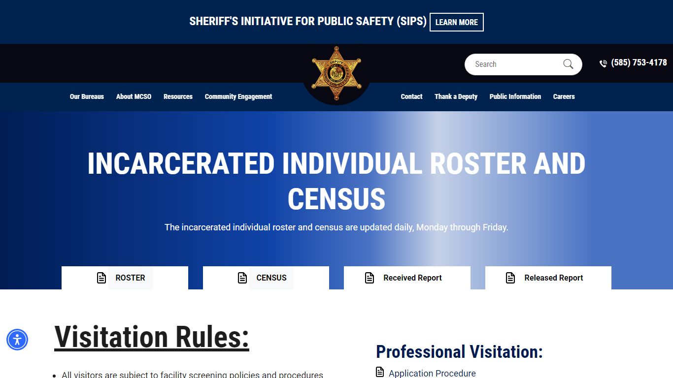 InCARCERATED INDIVIDUAL Roster AND Census - Monroe County Sheriff NY