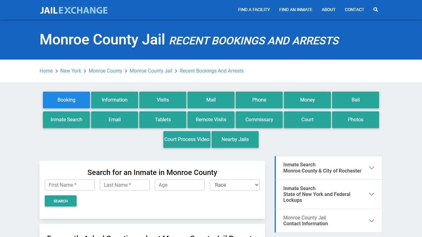 Monroe County Jail NY Recent Arrests and Bookings - Jail Exchange