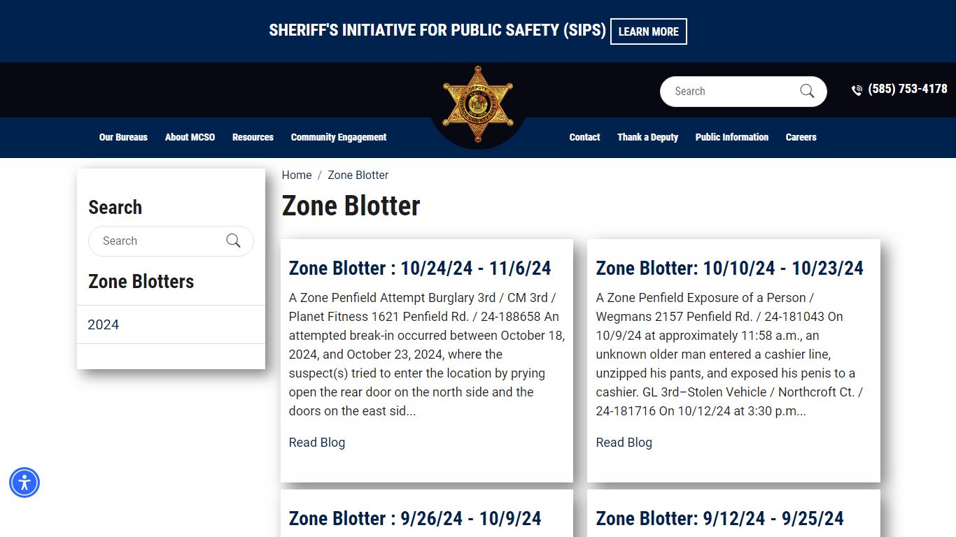 Zone Blotter - Monroe County Sheriff NY